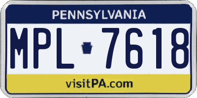 PA license plate MPL7618