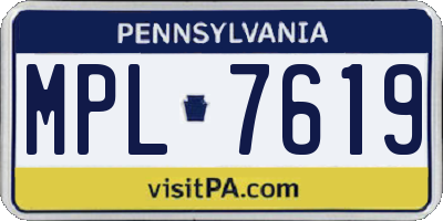 PA license plate MPL7619