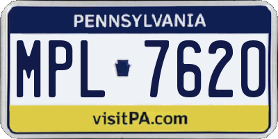PA license plate MPL7620