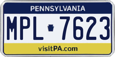 PA license plate MPL7623