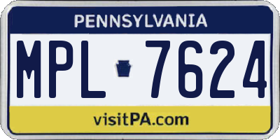 PA license plate MPL7624