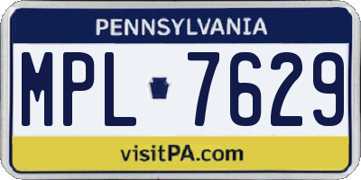 PA license plate MPL7629