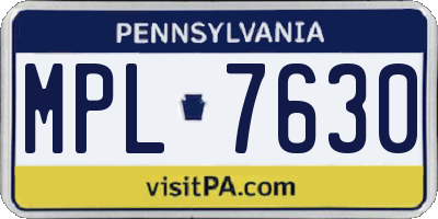 PA license plate MPL7630