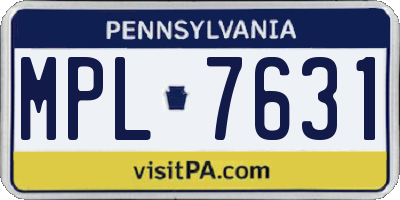 PA license plate MPL7631