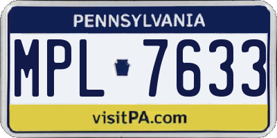 PA license plate MPL7633