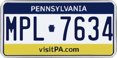 PA license plate MPL7634