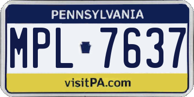 PA license plate MPL7637