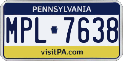 PA license plate MPL7638