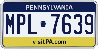 PA license plate MPL7639