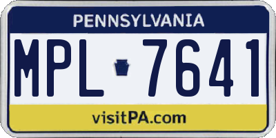 PA license plate MPL7641