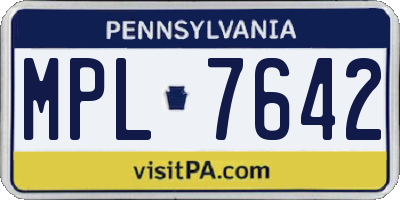 PA license plate MPL7642