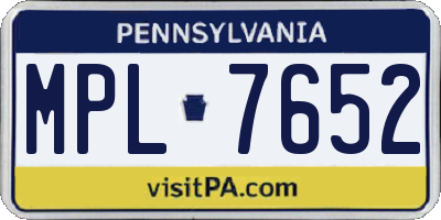 PA license plate MPL7652