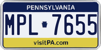 PA license plate MPL7655
