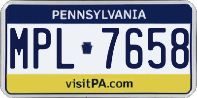 PA license plate MPL7658
