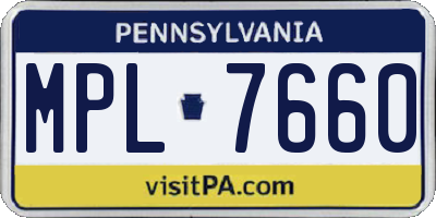 PA license plate MPL7660