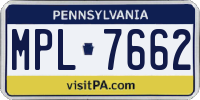 PA license plate MPL7662