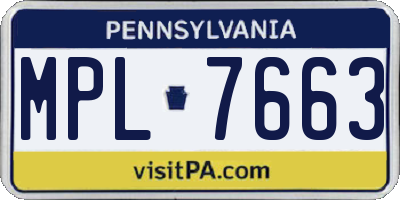 PA license plate MPL7663