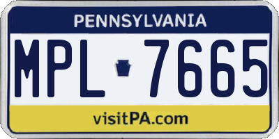 PA license plate MPL7665