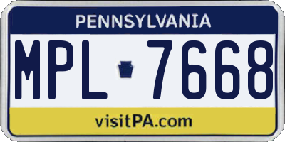 PA license plate MPL7668