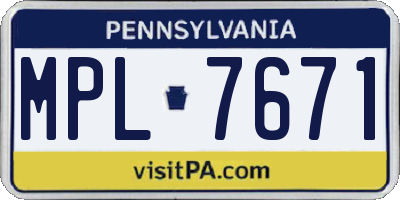 PA license plate MPL7671