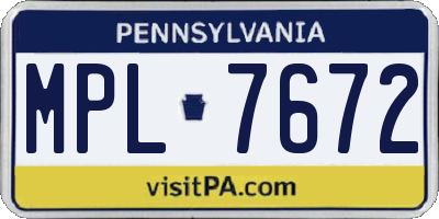 PA license plate MPL7672