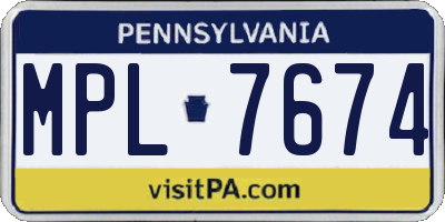 PA license plate MPL7674