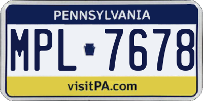 PA license plate MPL7678
