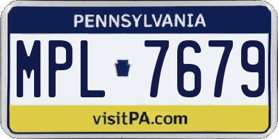 PA license plate MPL7679