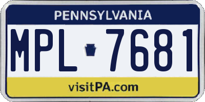 PA license plate MPL7681