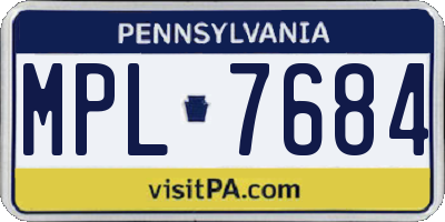 PA license plate MPL7684