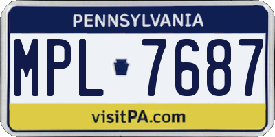 PA license plate MPL7687
