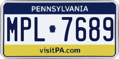 PA license plate MPL7689