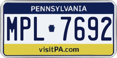 PA license plate MPL7692