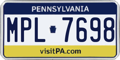 PA license plate MPL7698