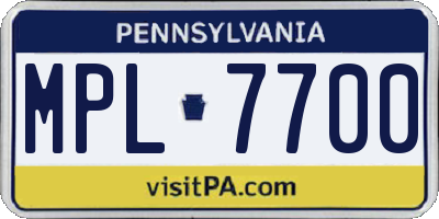 PA license plate MPL7700