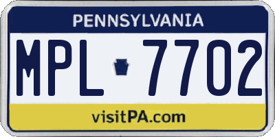 PA license plate MPL7702