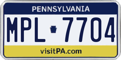 PA license plate MPL7704