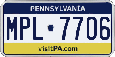 PA license plate MPL7706