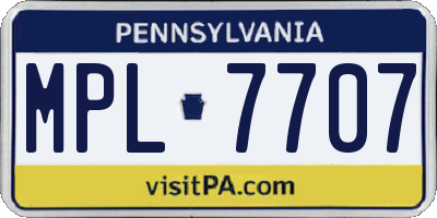 PA license plate MPL7707