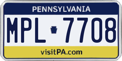 PA license plate MPL7708
