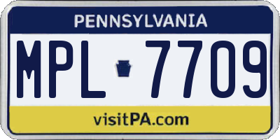 PA license plate MPL7709