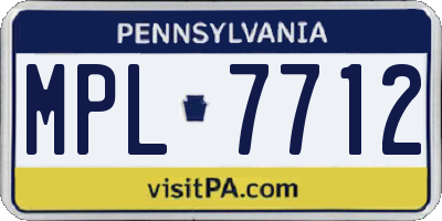 PA license plate MPL7712