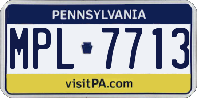 PA license plate MPL7713