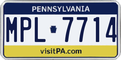 PA license plate MPL7714