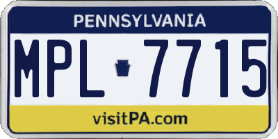 PA license plate MPL7715