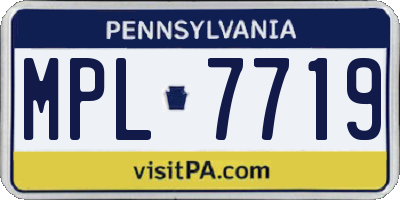 PA license plate MPL7719
