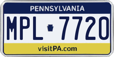 PA license plate MPL7720