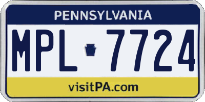 PA license plate MPL7724