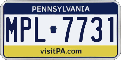 PA license plate MPL7731