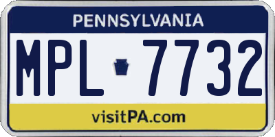 PA license plate MPL7732